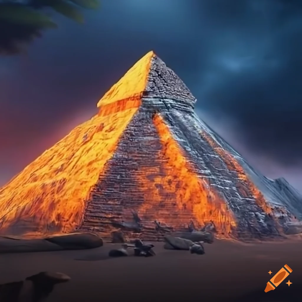Jurassic World with dinosaurs and pyramids