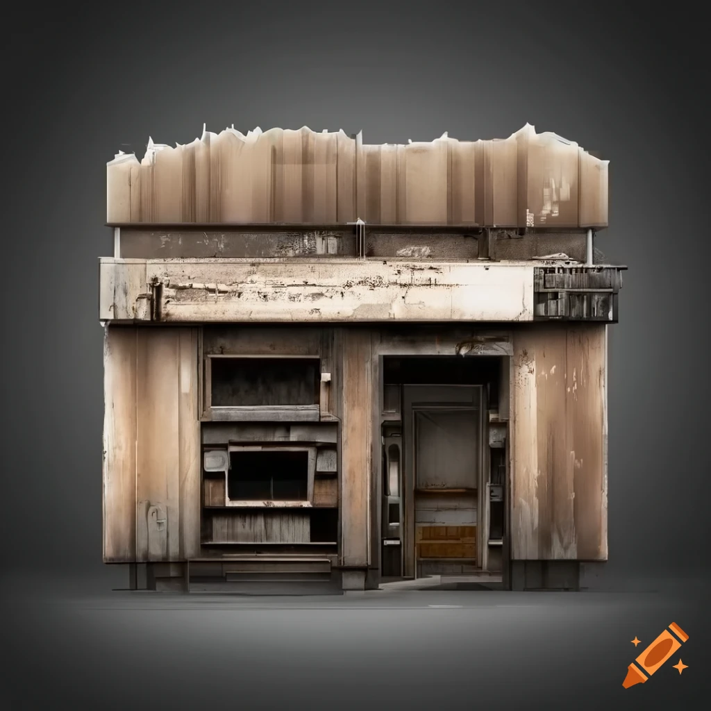 gritty urban storefront facade in New York style