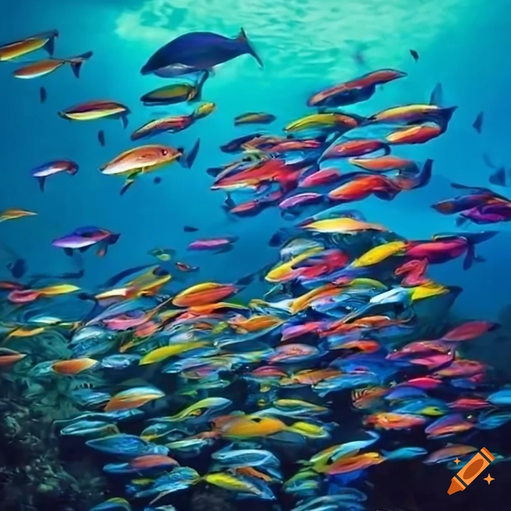 colorful fish swimming in a lagoon