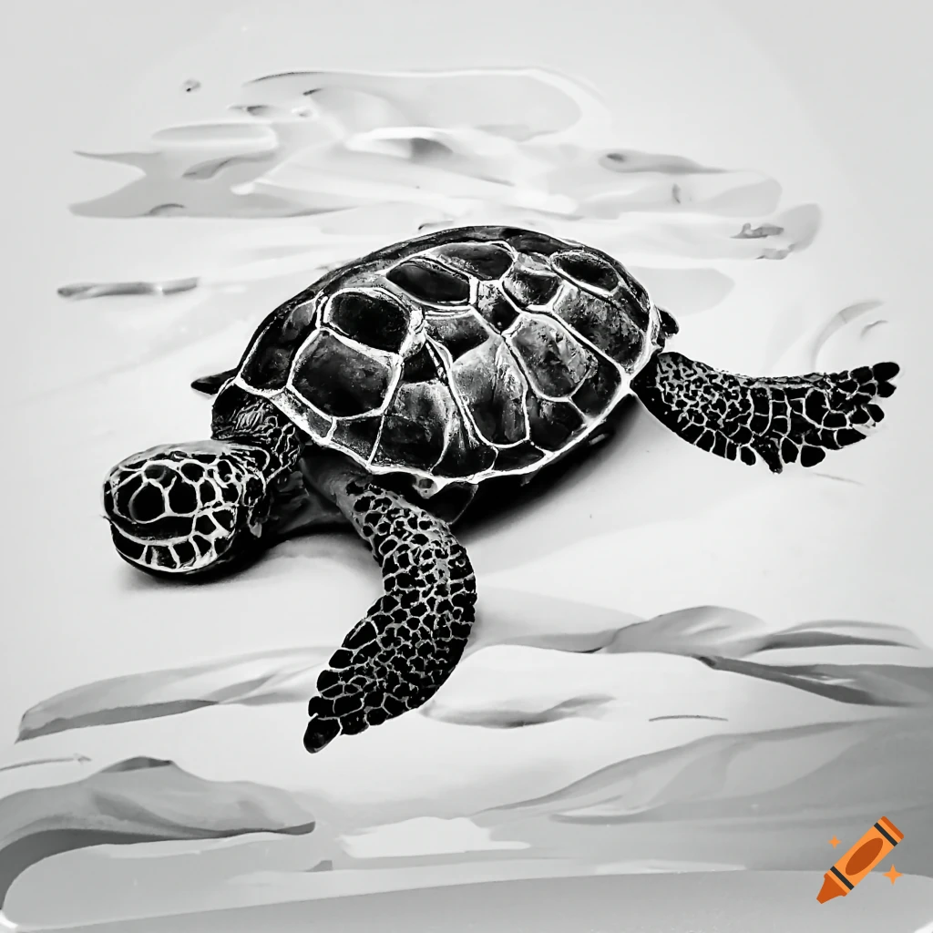 turtle struggling with plastic pollution on beach
