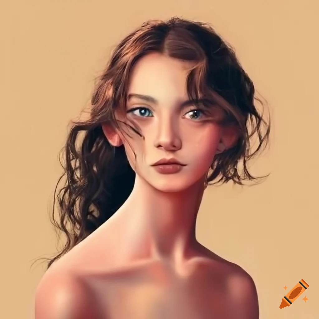 Portrait of a girl with wavy hair on Craiyon
