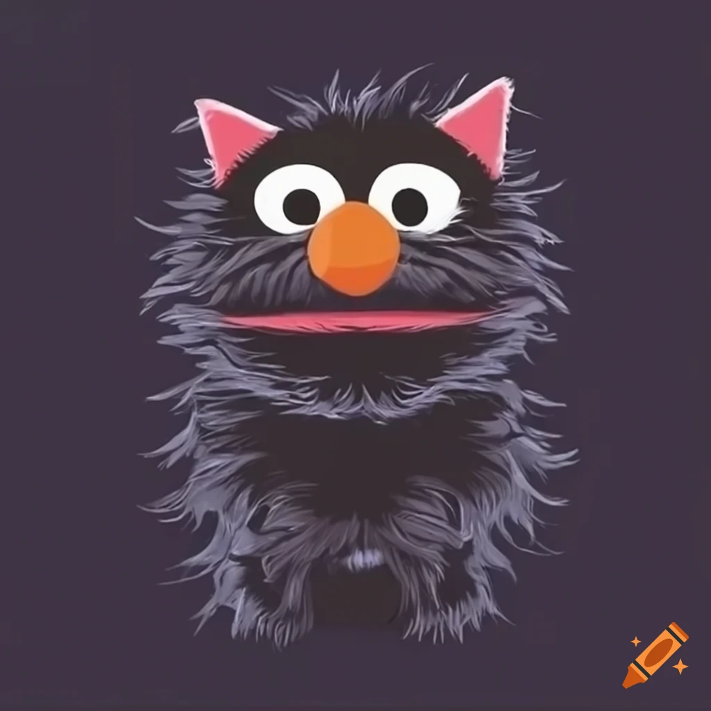 cartoon drawing of a black cat in Sesame Street style
