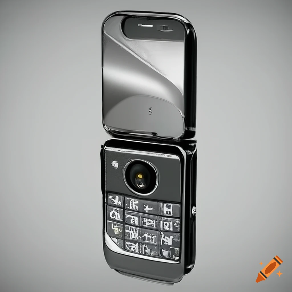 image of a chrome punk flip phone