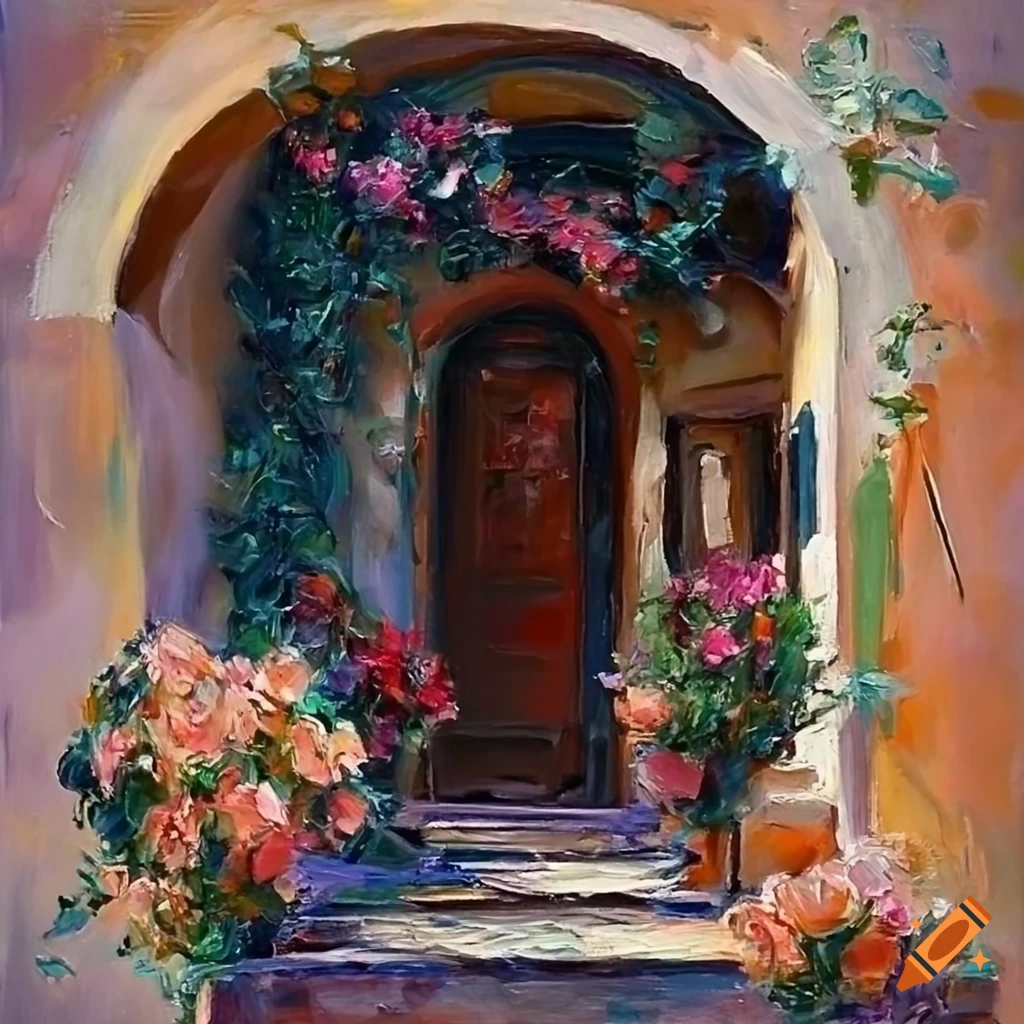 impressionist painting of a small Italian house