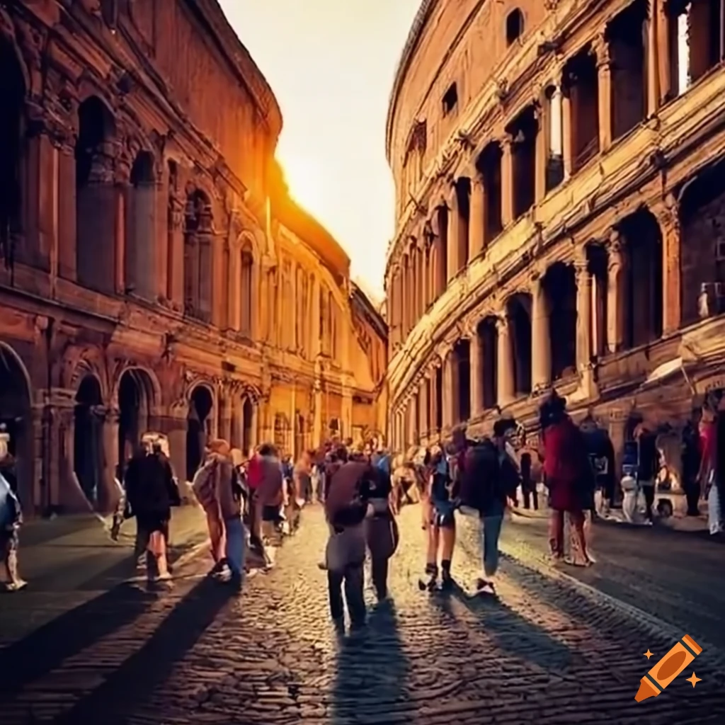 group of college students in Rome