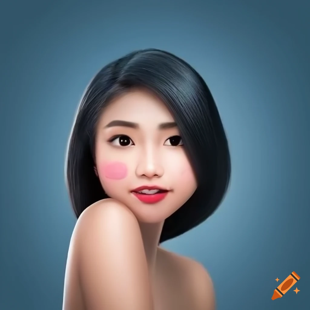 portrait of a woman morphed into smiley face emoji