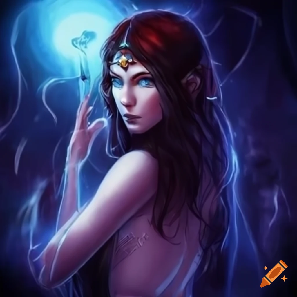 digital art of a powerful high fae character named Amren