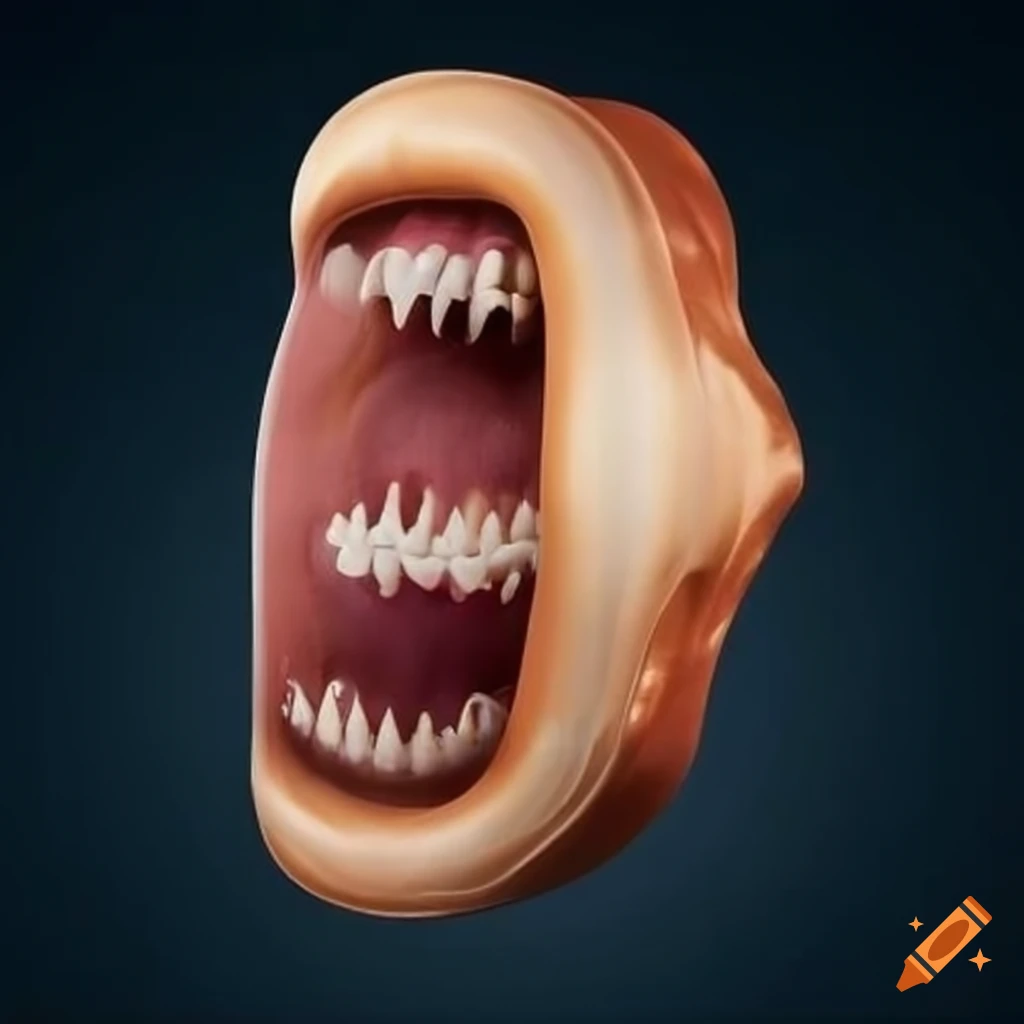 image of a giant pair of white false teeth in a business suit