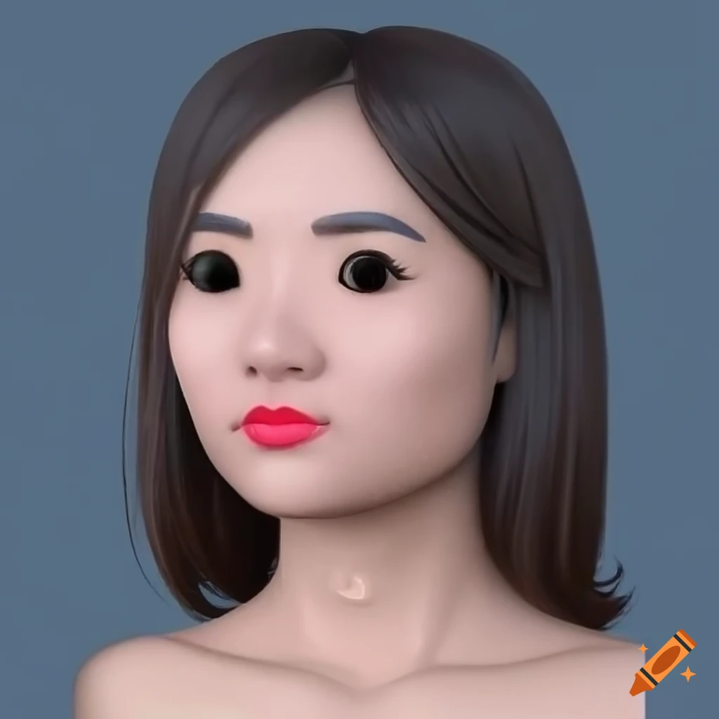 realistic Funko Pop style portrait of an Asian woman