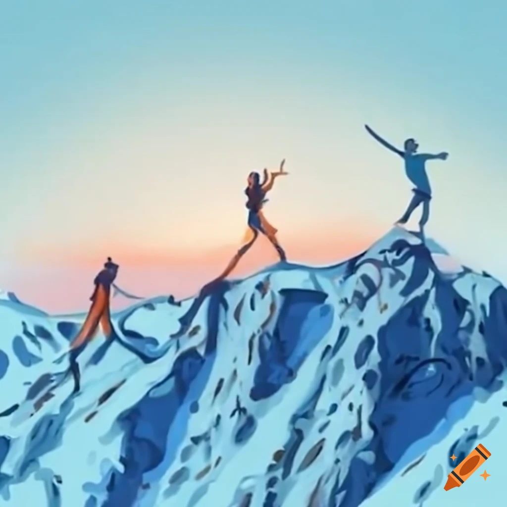 people reaching the summit in Pyrenees