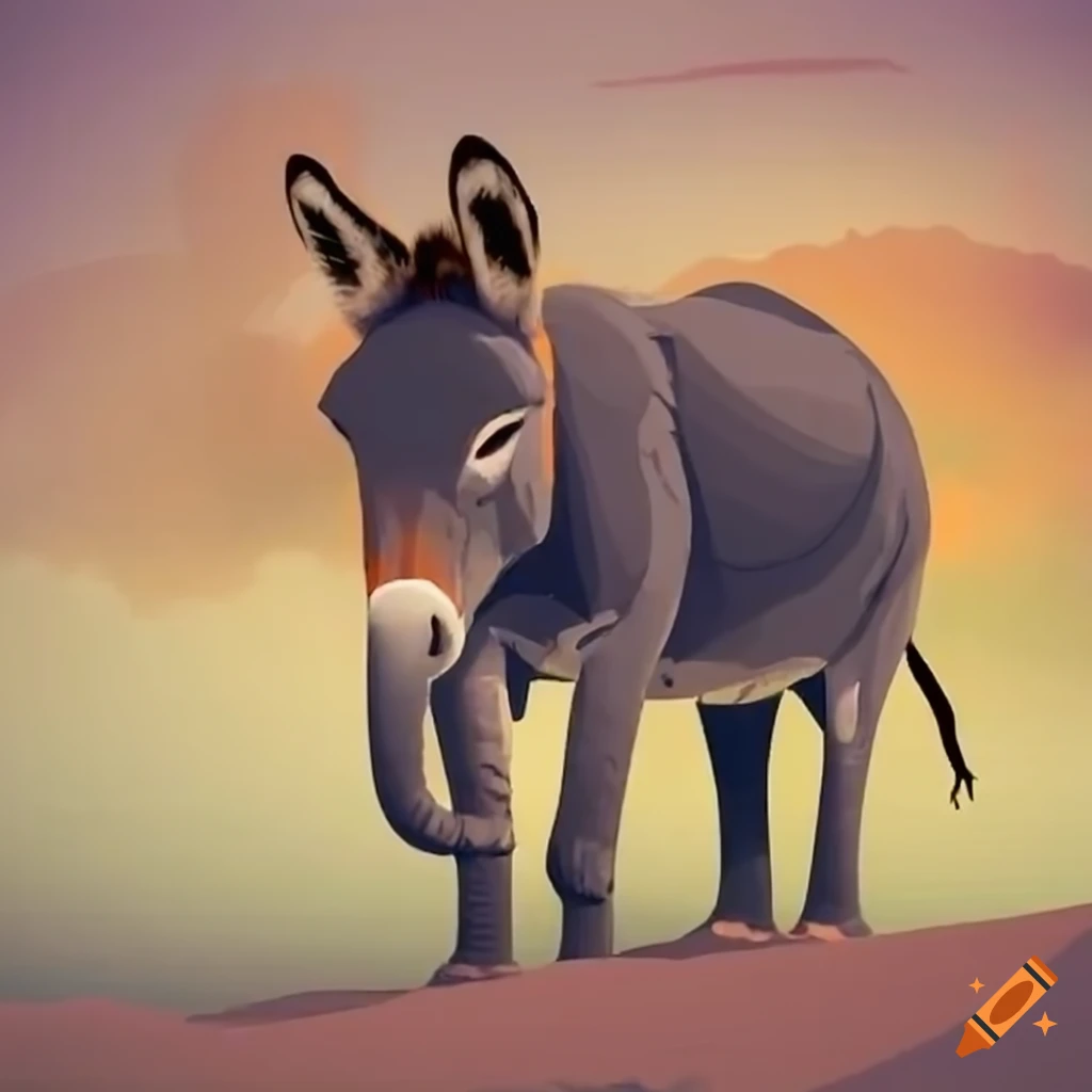 image of a donkey and an elephant standing together