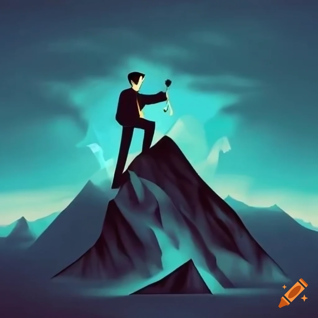 Nikola Tesla working on a mountain