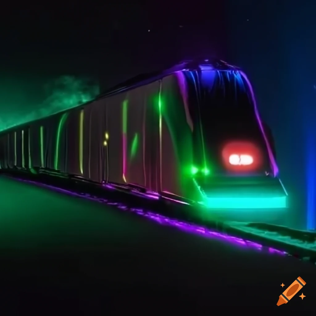 glowing RGB train in motion