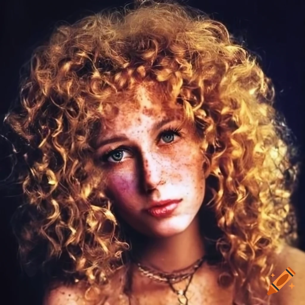 blonde woman with heterochromia freckles in a club