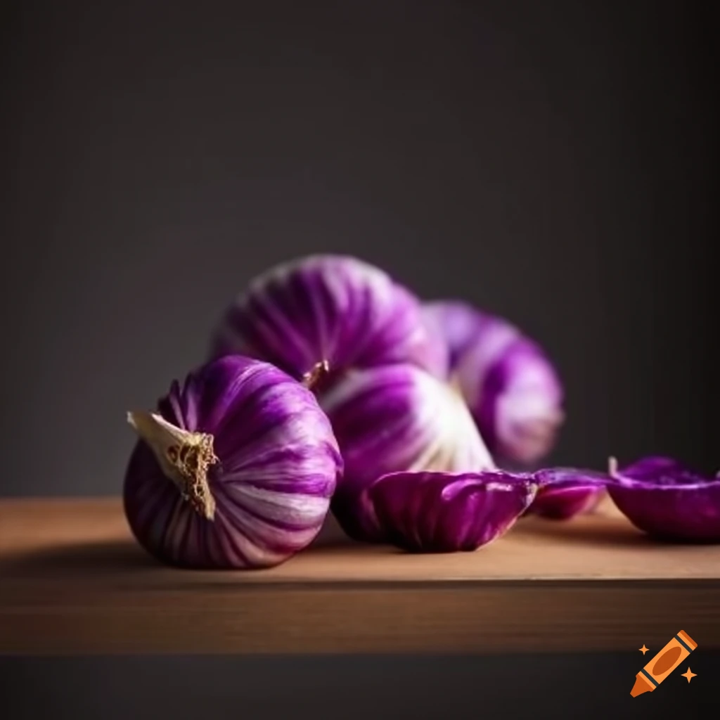 close-up of purple garlic