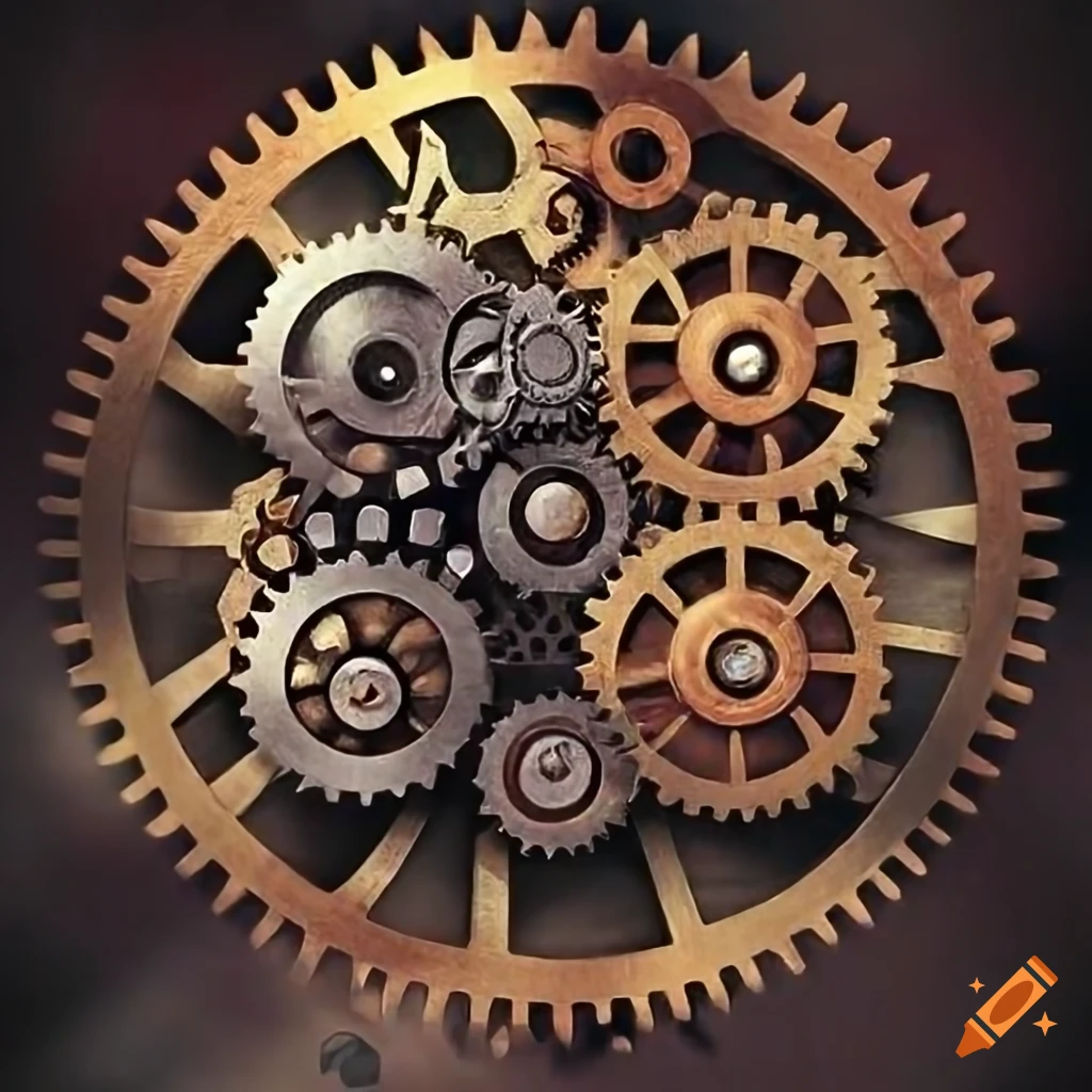 close-up of clockwork gears