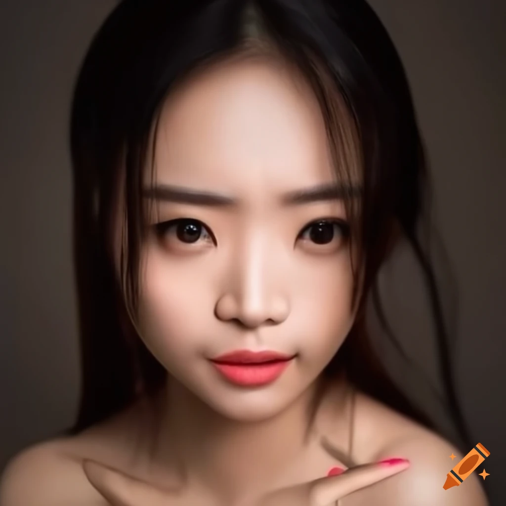 realistic portrait of an Asian woman morphed into a Funko Pop figurine