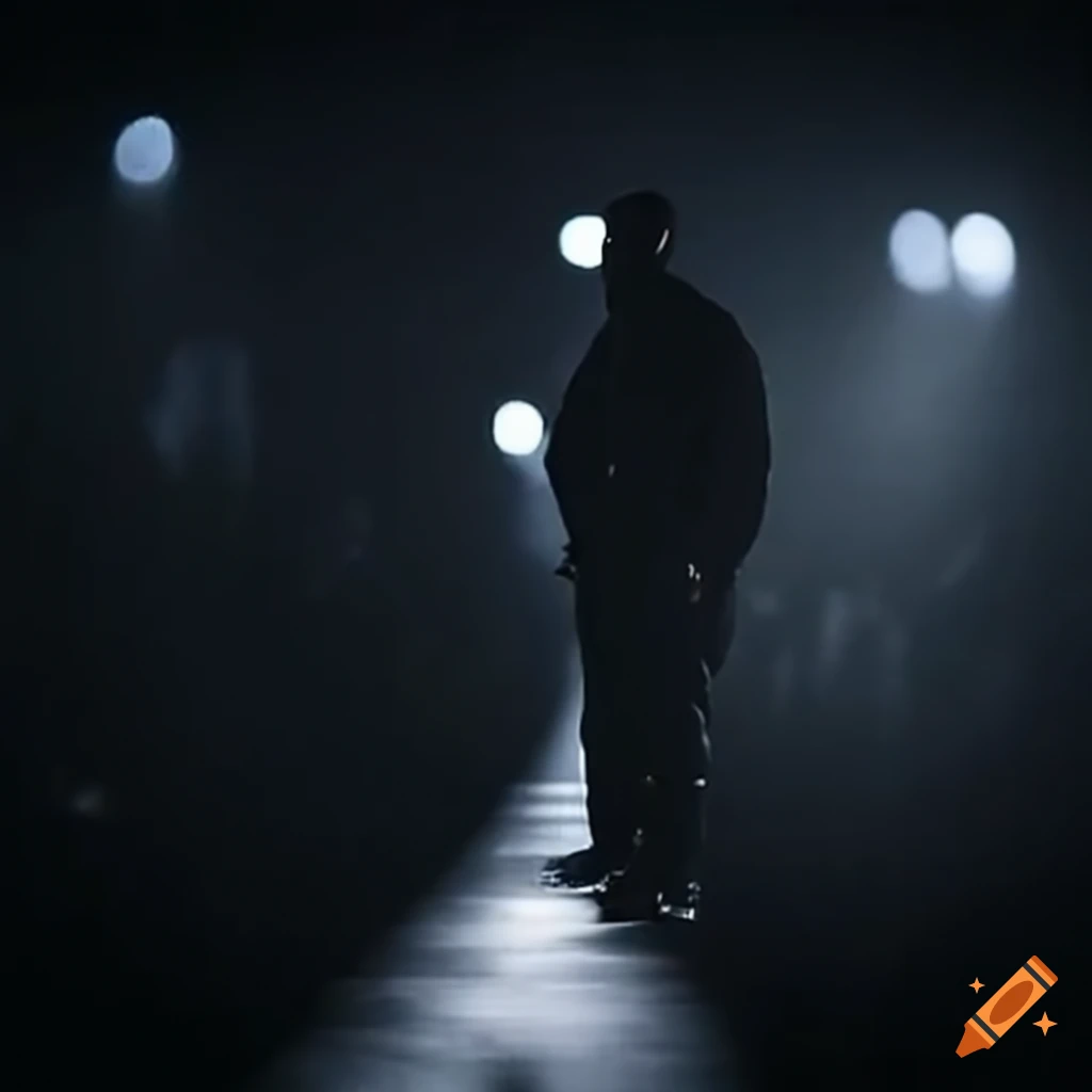 dark image of Kanye West in Paris