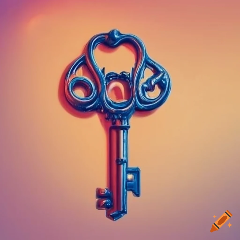 metallic key isolated on white background