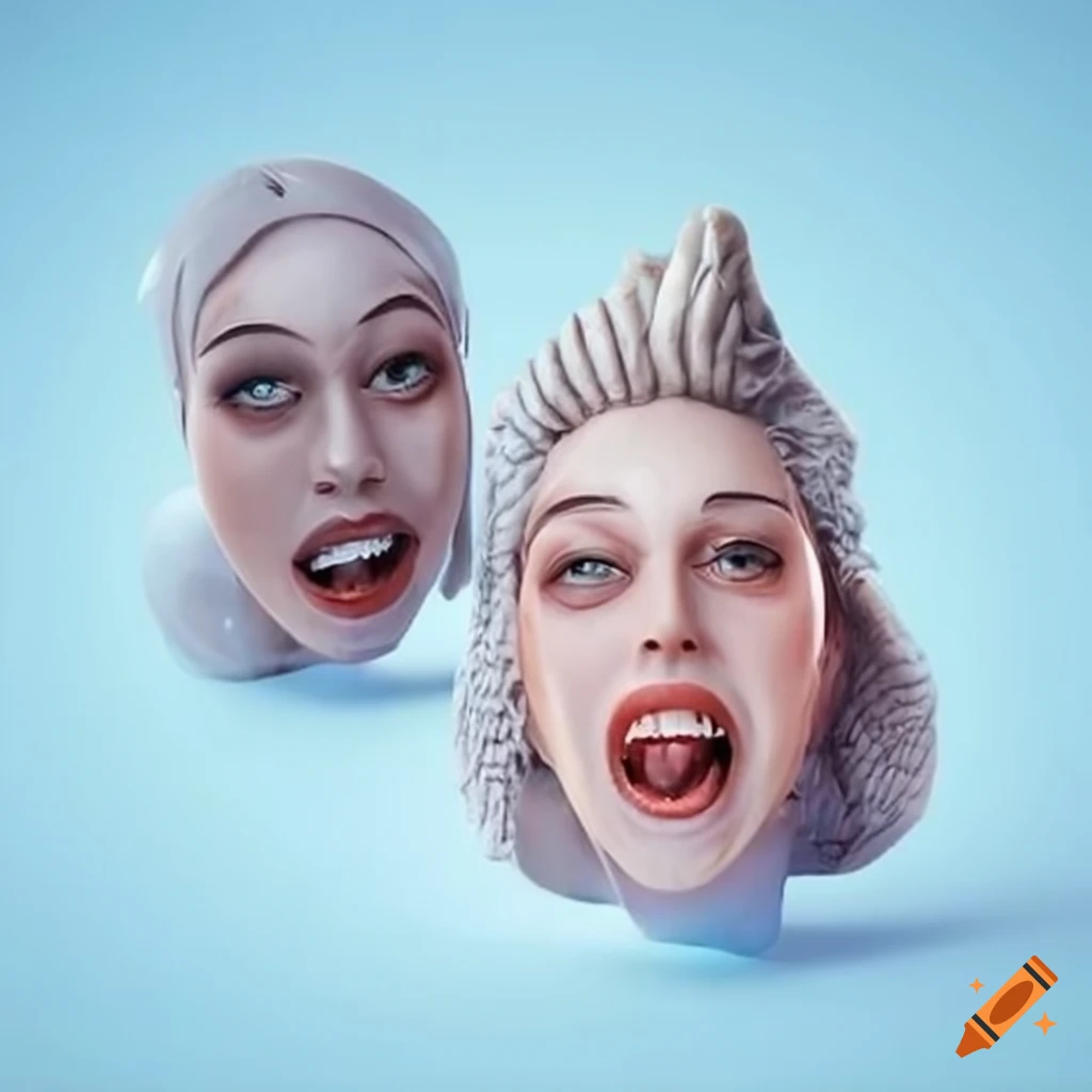 image of a giant pair of white false teeth in a business suit