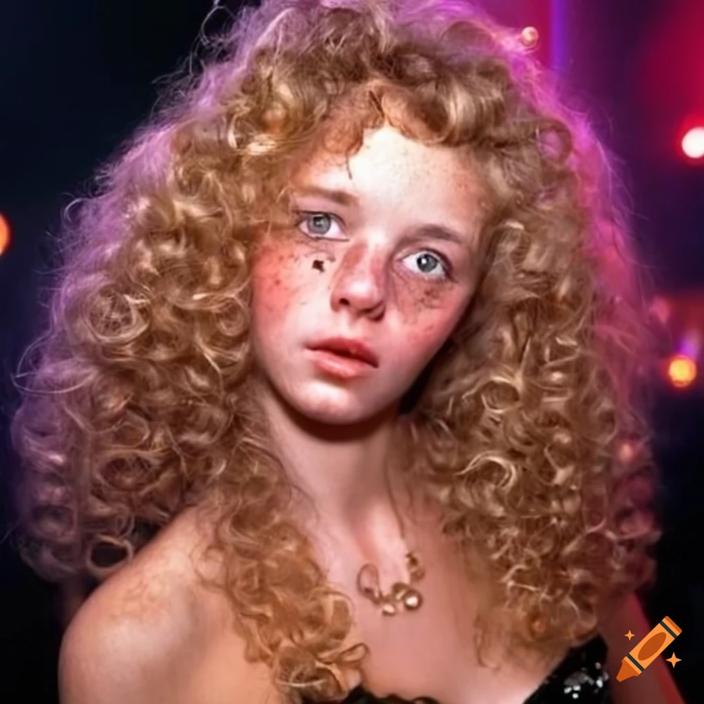 blonde woman with heterochromia freckles in a club