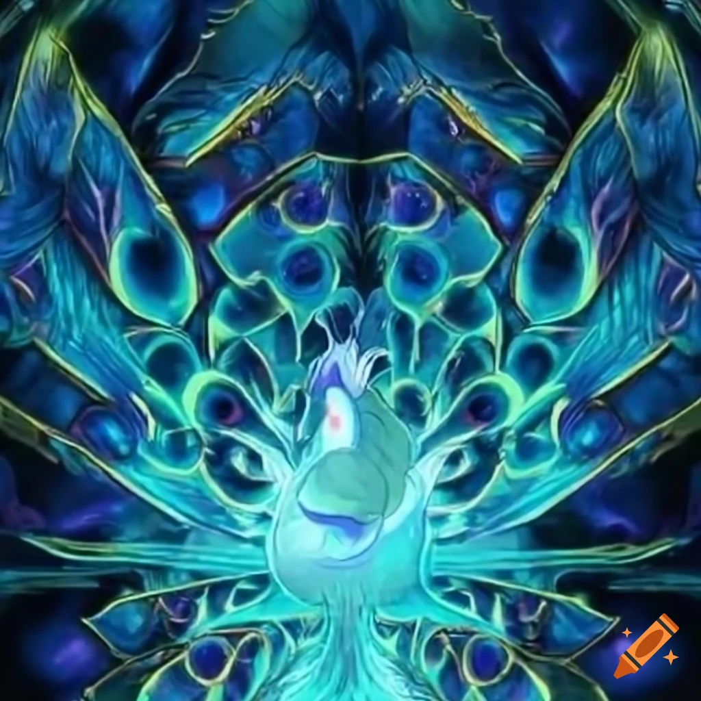 dynamic peacock artwork from Yu-Gi-Oh card