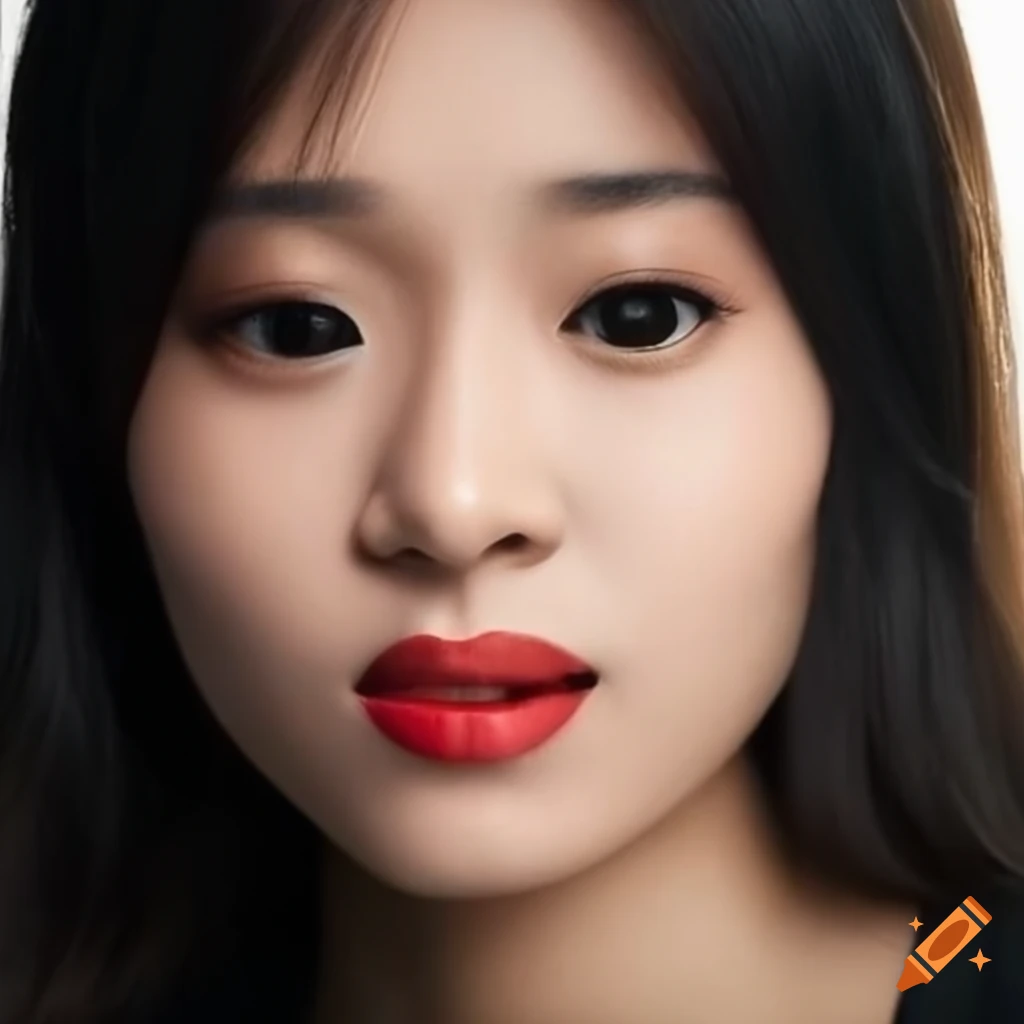 realistic portrait of an Asian woman morphed into a Funko Pop figurine