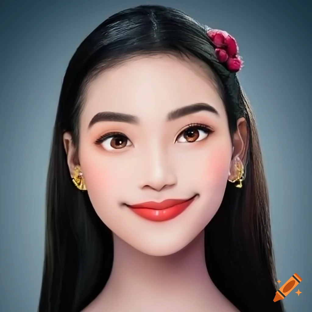 portrait of a woman morphed into smiley face emoji