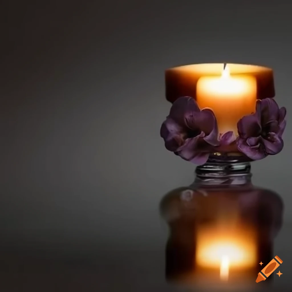 decorative candle jar with flower design
