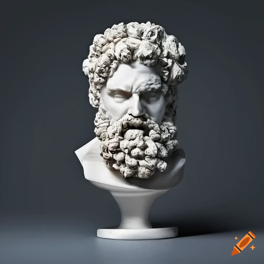 detailed sculpture of Hercules bust