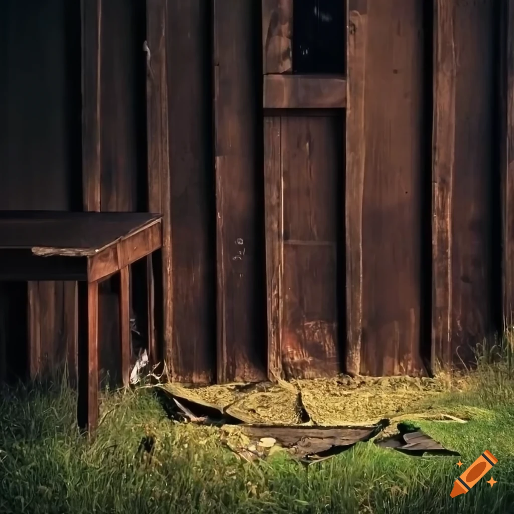 panels of a broken home bar on grass