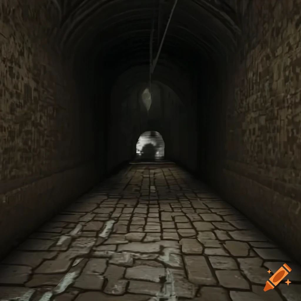 first person perspective in a dark sewer