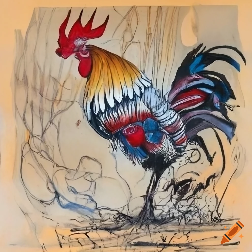 illustration of a heroic rooster