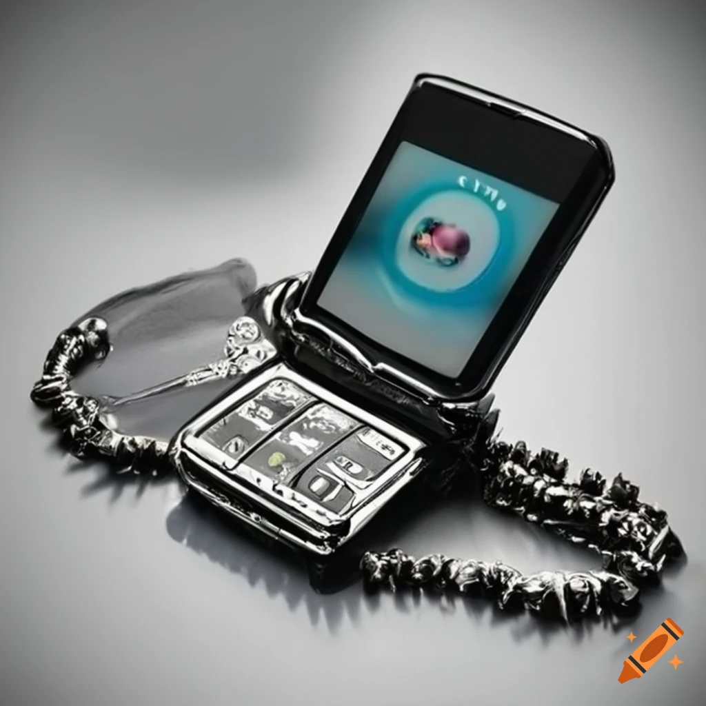 image of a chrome punk flip phone