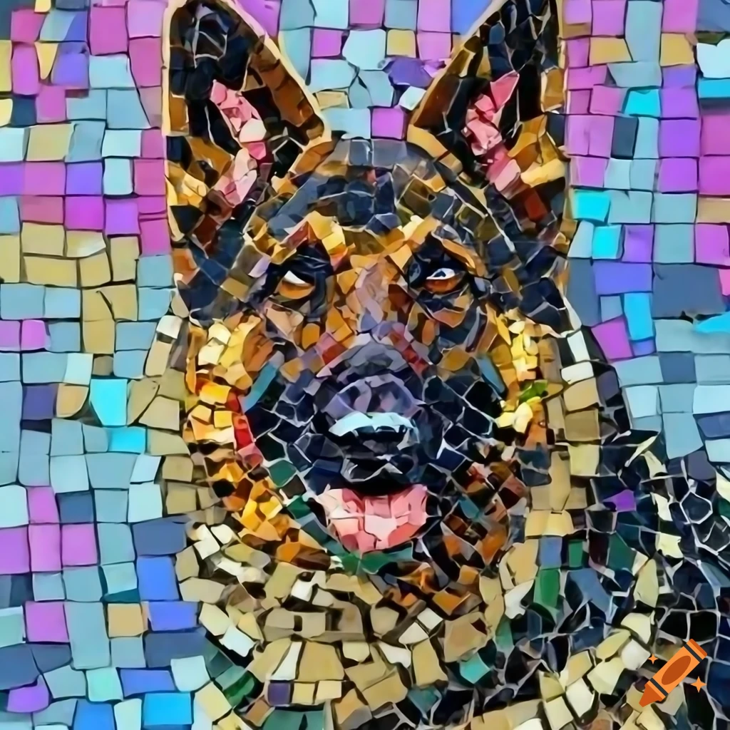 mosaic art of a German shepherd