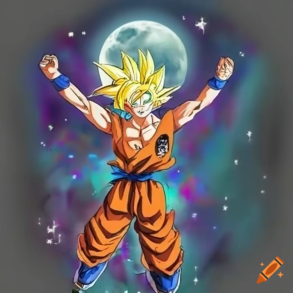 Supersaiyan Goku in moonlight