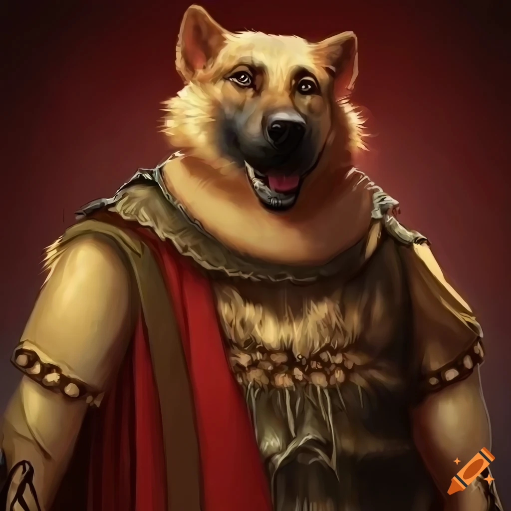 anthro german shepherd as a roman senator
