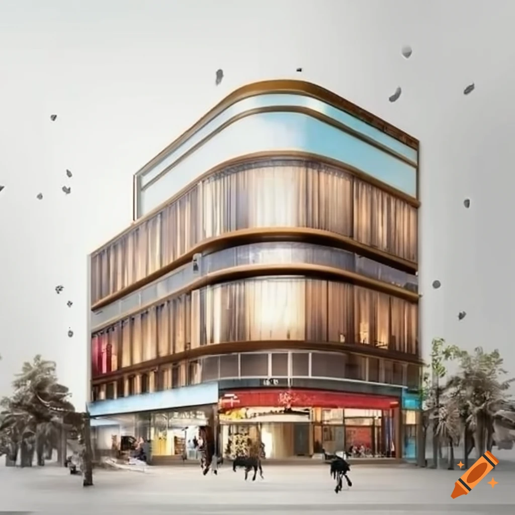 creative exterior design of a 5-floor mall