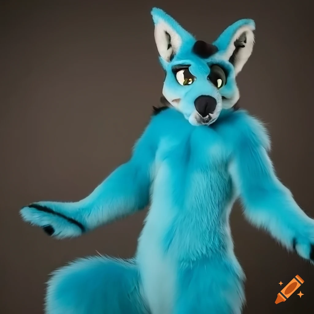 cyan kangaroo fursuit costume