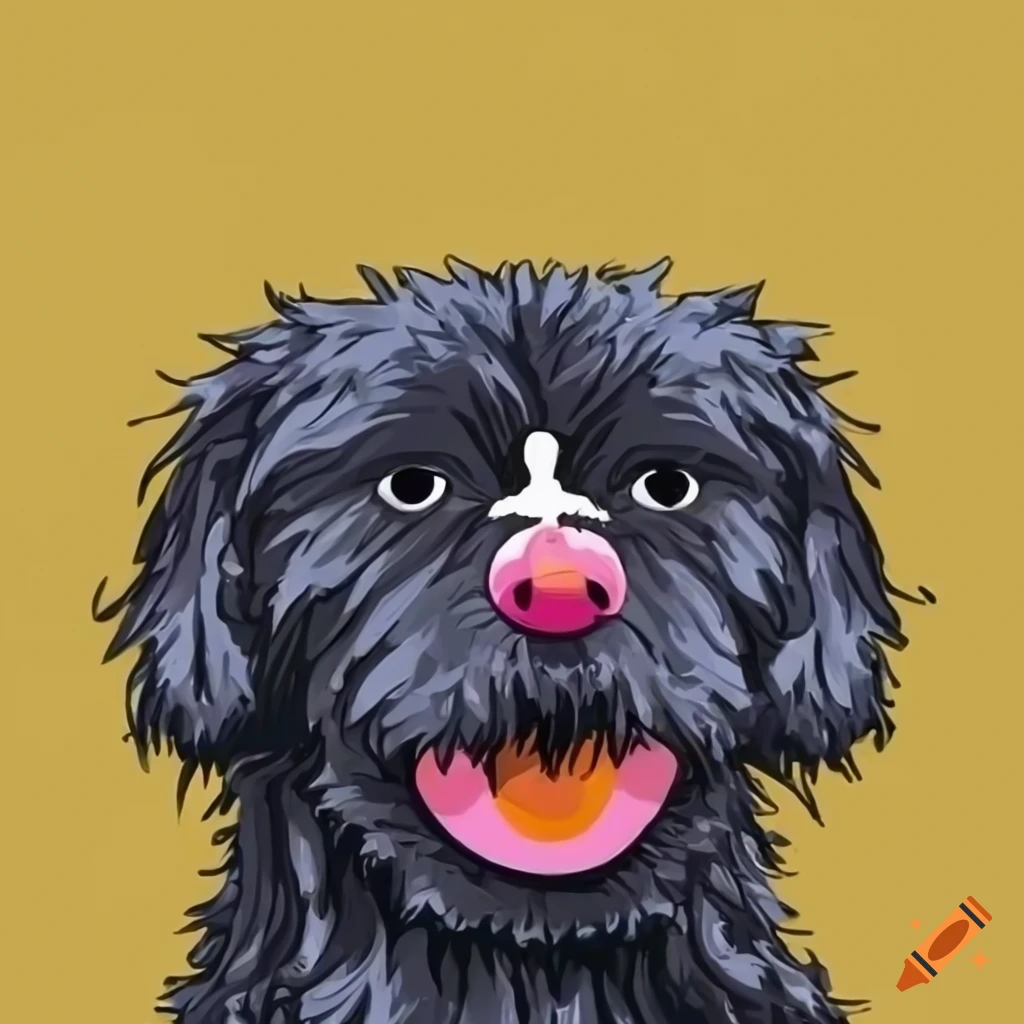 cartoon dog in Sesame Street style on yellow background