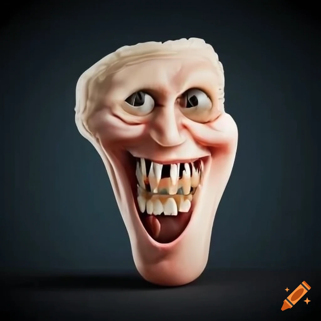 image of a giant pair of white false teeth in a business suit