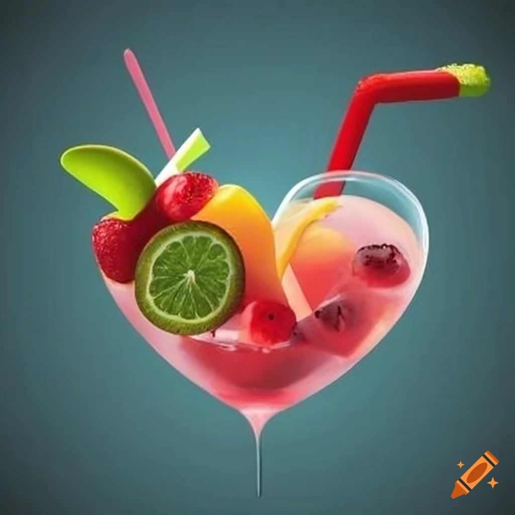 heart-shaped fruit cocktail