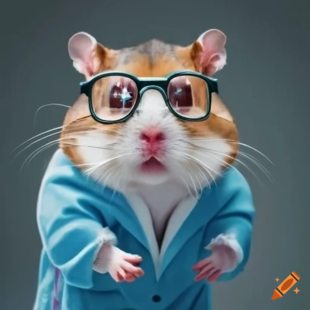 funny image of a hamster wearing glasses and a lab coat
