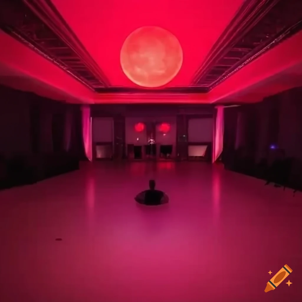 red lit dance floor club with disco ball