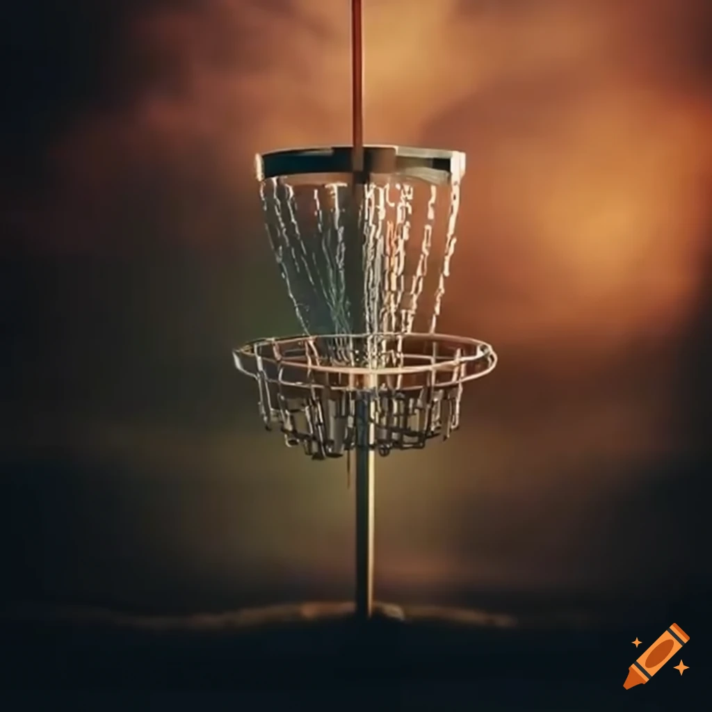 disc golf basket with heaven and hell design