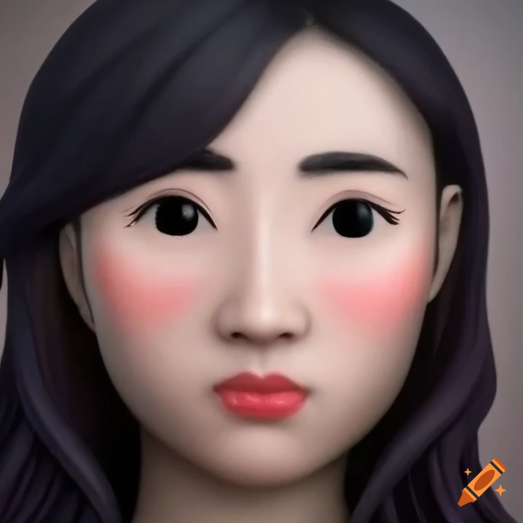 realistic Funko Pop style portrait of an Asian woman