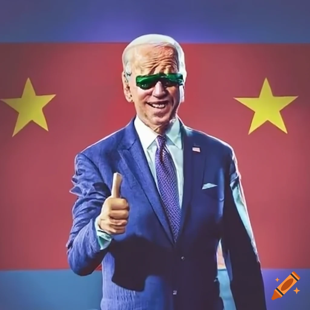 image of Joe Biden and Hunter Biden in front of national flags