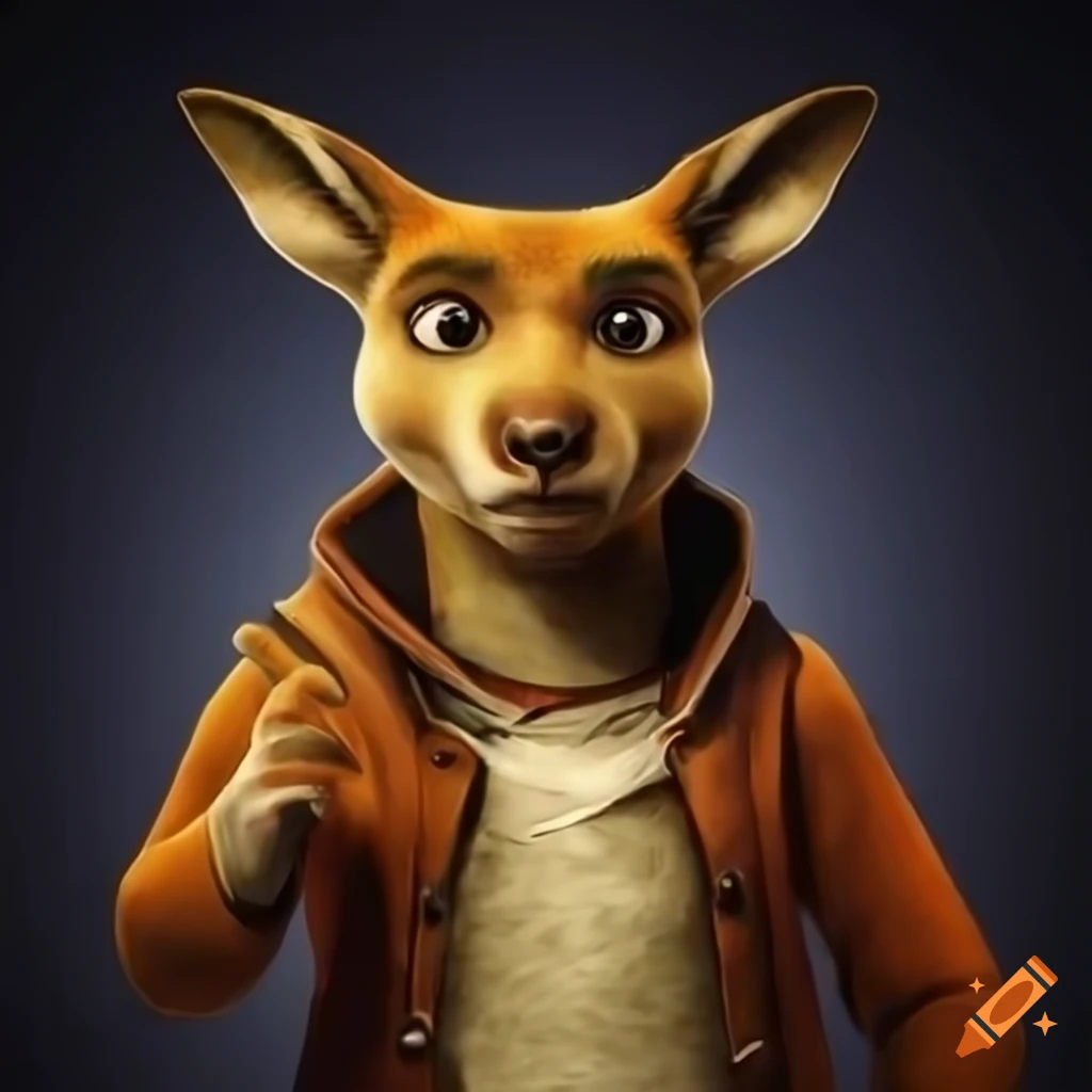 hyper realistic kangaroo adventurer artwork
