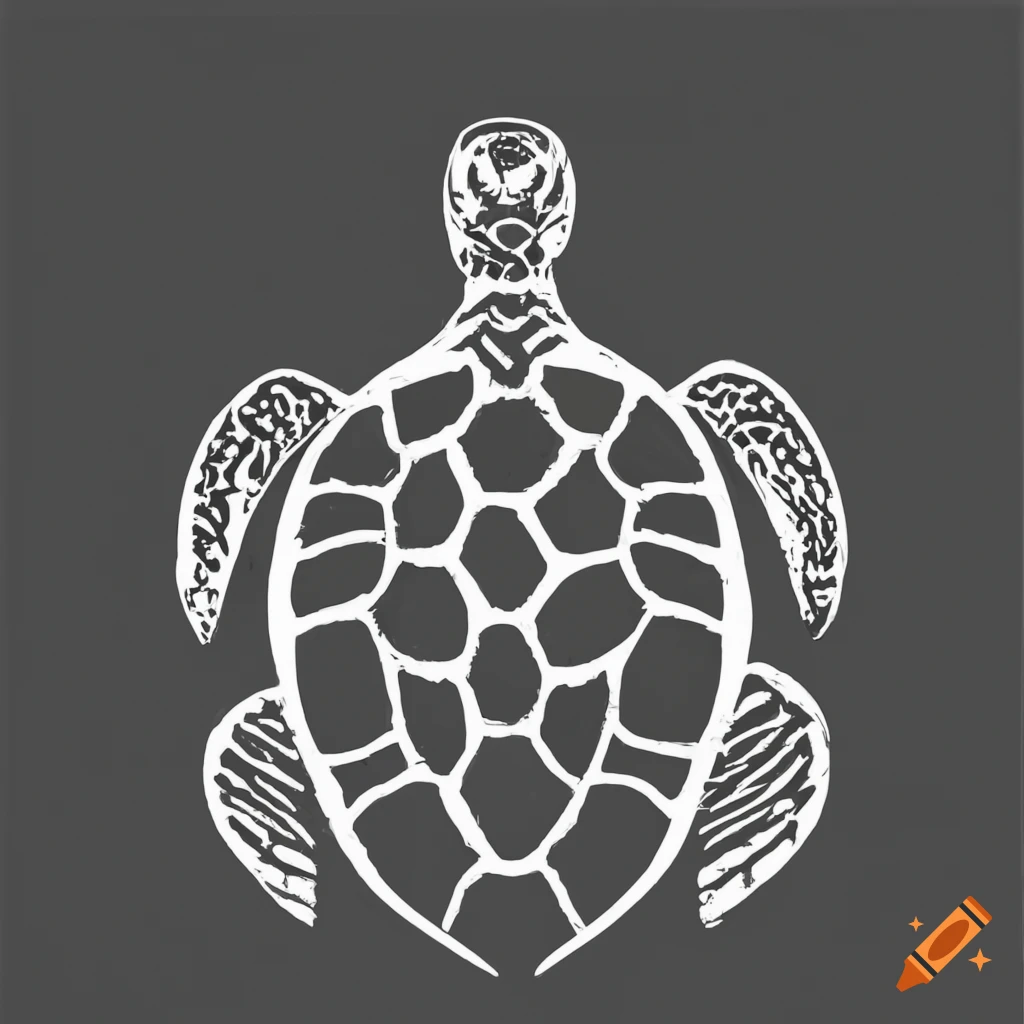 stylized black and white turtle