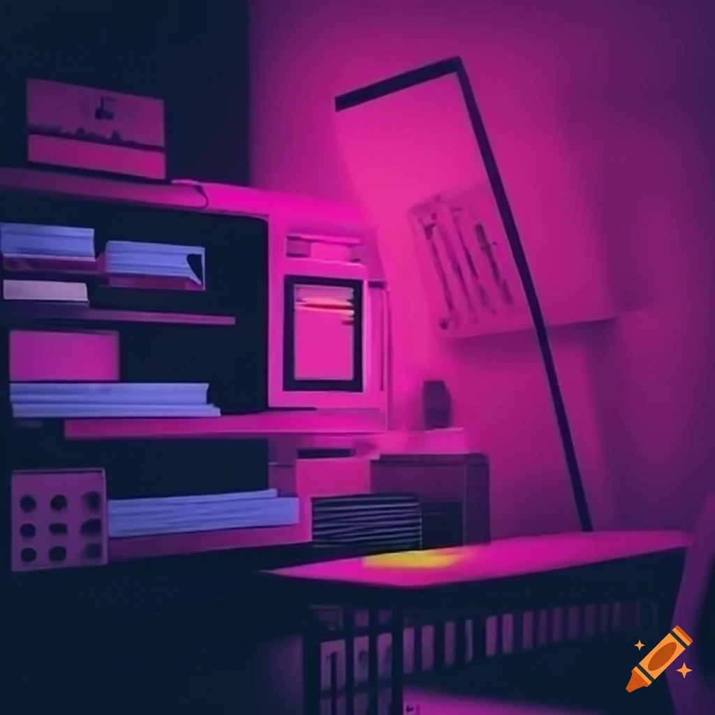neon pink retrowave classroom